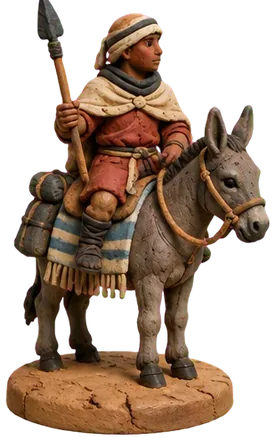 Figur Donkey Rider di atas keledai abu-abu
